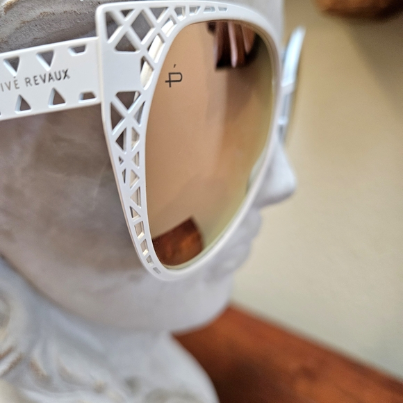 Prive Revaux "The Monarch" Polarized Cat Eye Sunglasses White w/Pink Lenses - Picture 3 of 8